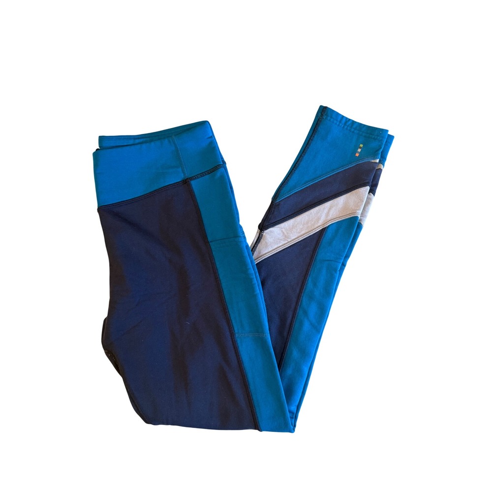 Smartwool Womens Merino Sport Fleece Colorblock Leggings Blue Navy Large